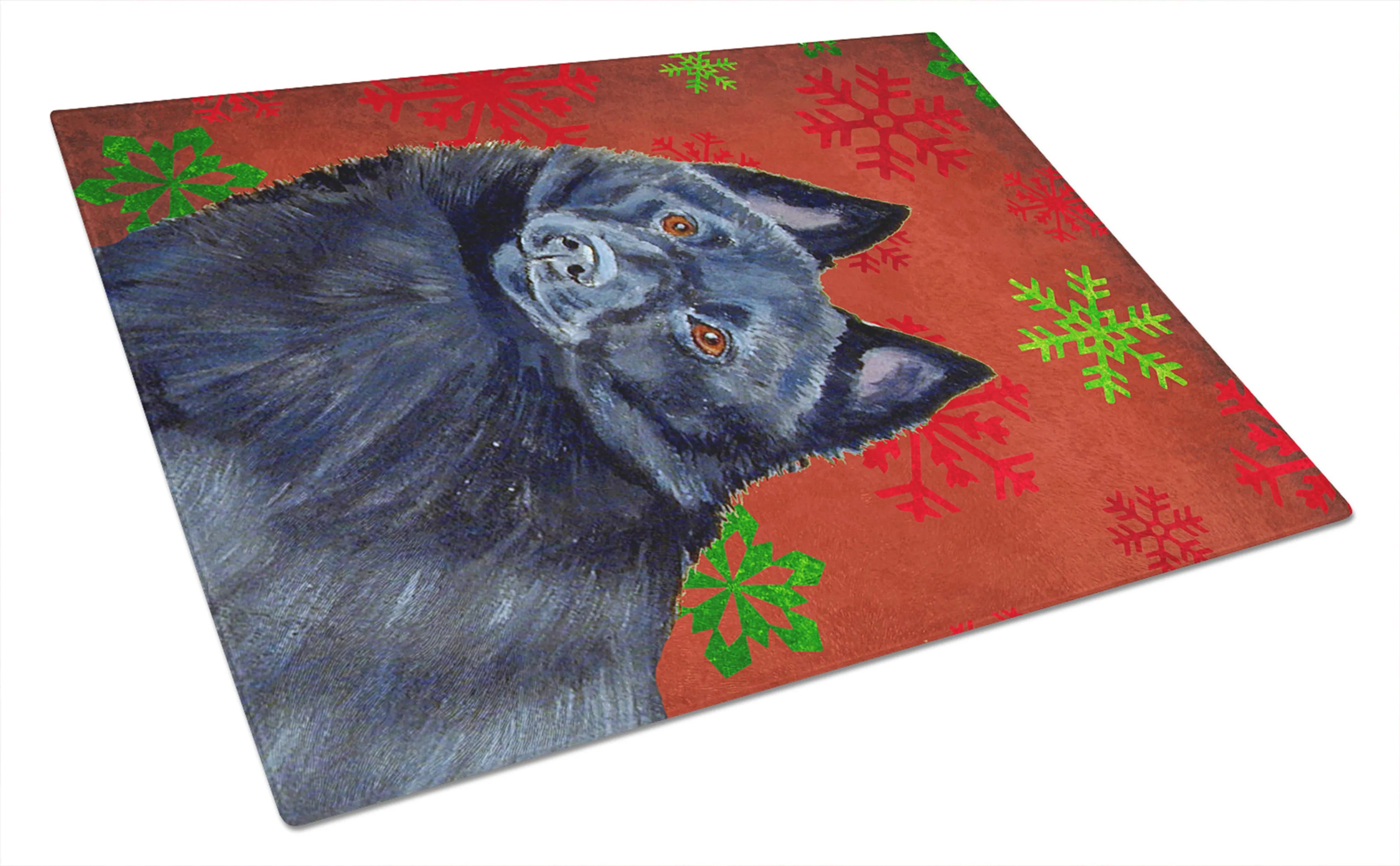 Christmas Design Dog Print Glass Cutting Board Large - Size: 12 X 15 | Pack Of: 1