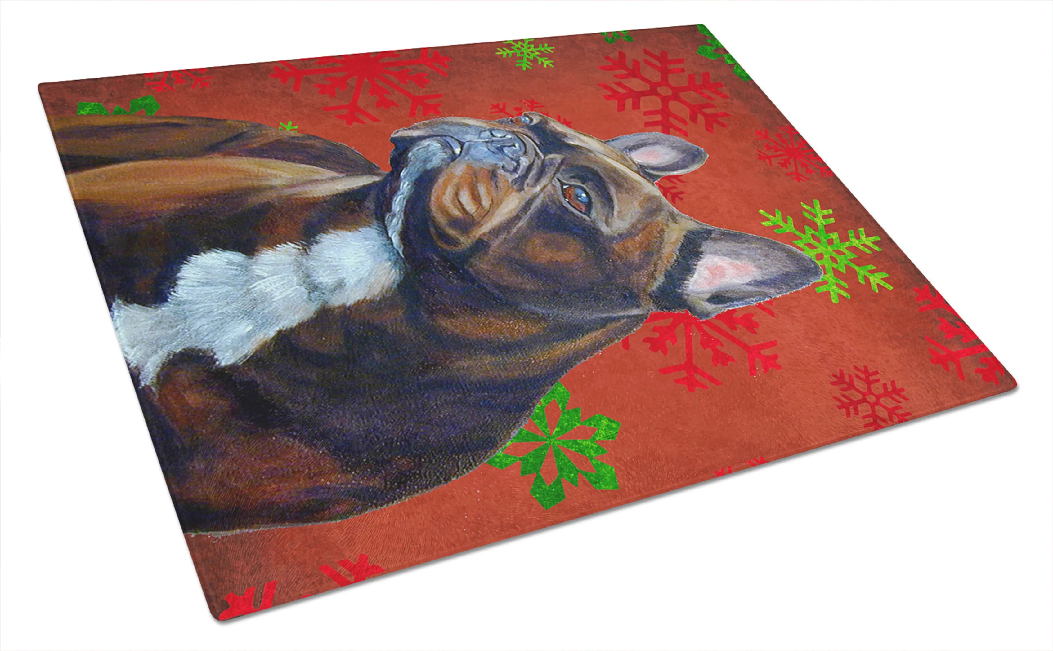 Christmas Design Dog Print Glass Cutting Board Large - Size: 12 X 15 | Pack Of: 1