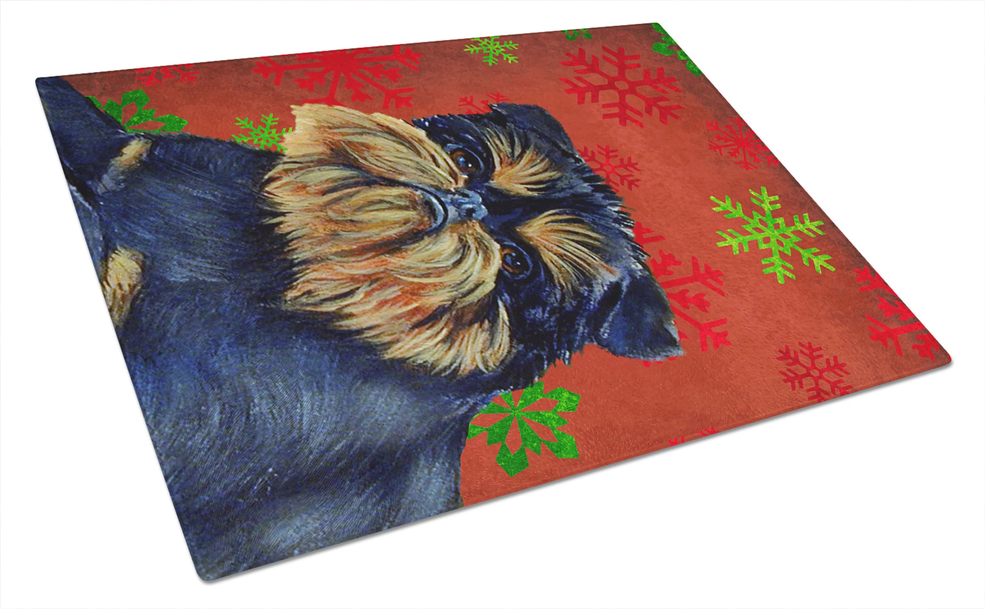 Christmas Design Dog Print Glass Cutting Board Large - Size: 12 X 15 | Pack Of: 1