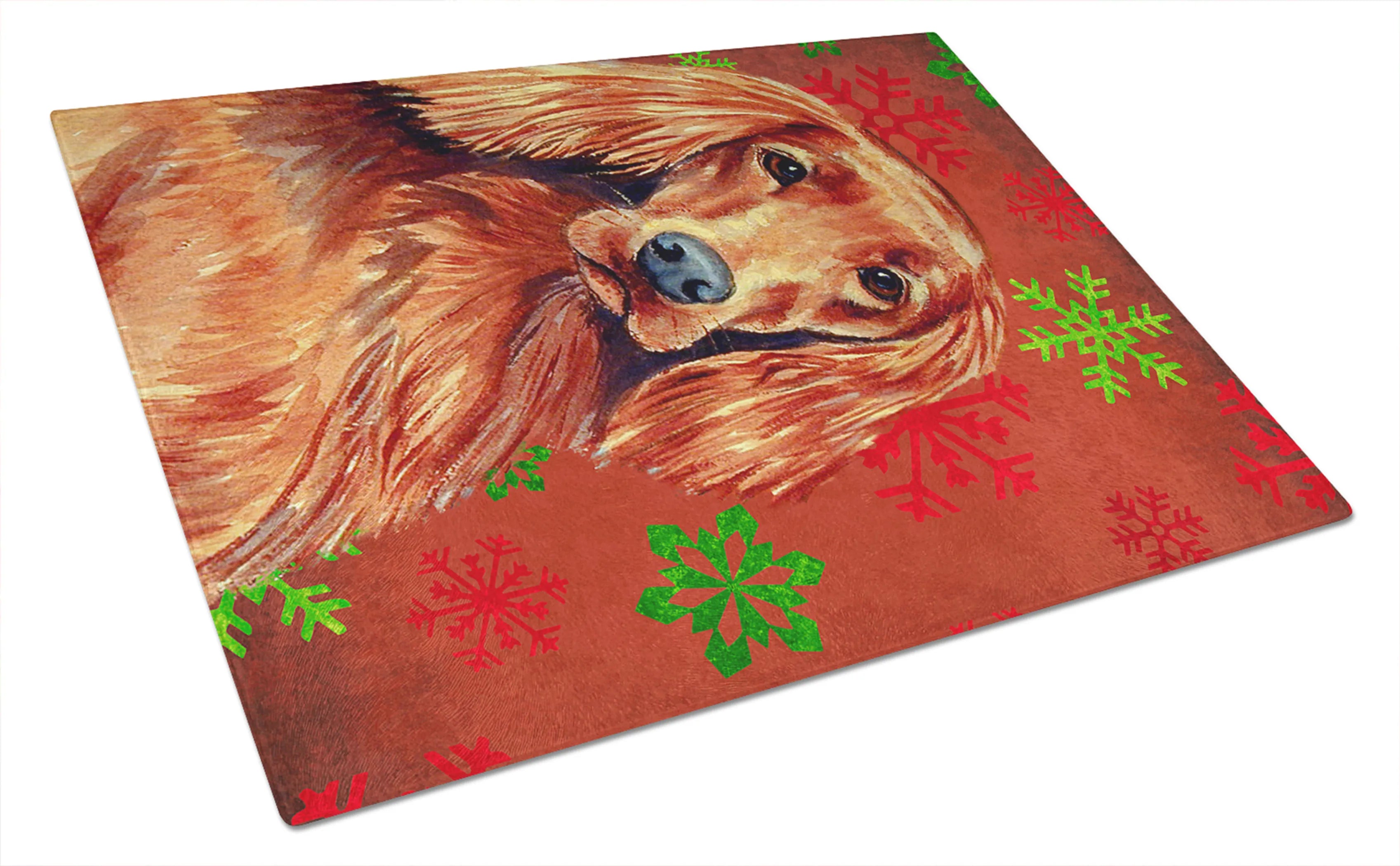 Christmas Design Dog Print Glass Cutting Board Large - Size: 12 X 15 | Pack Of: 1