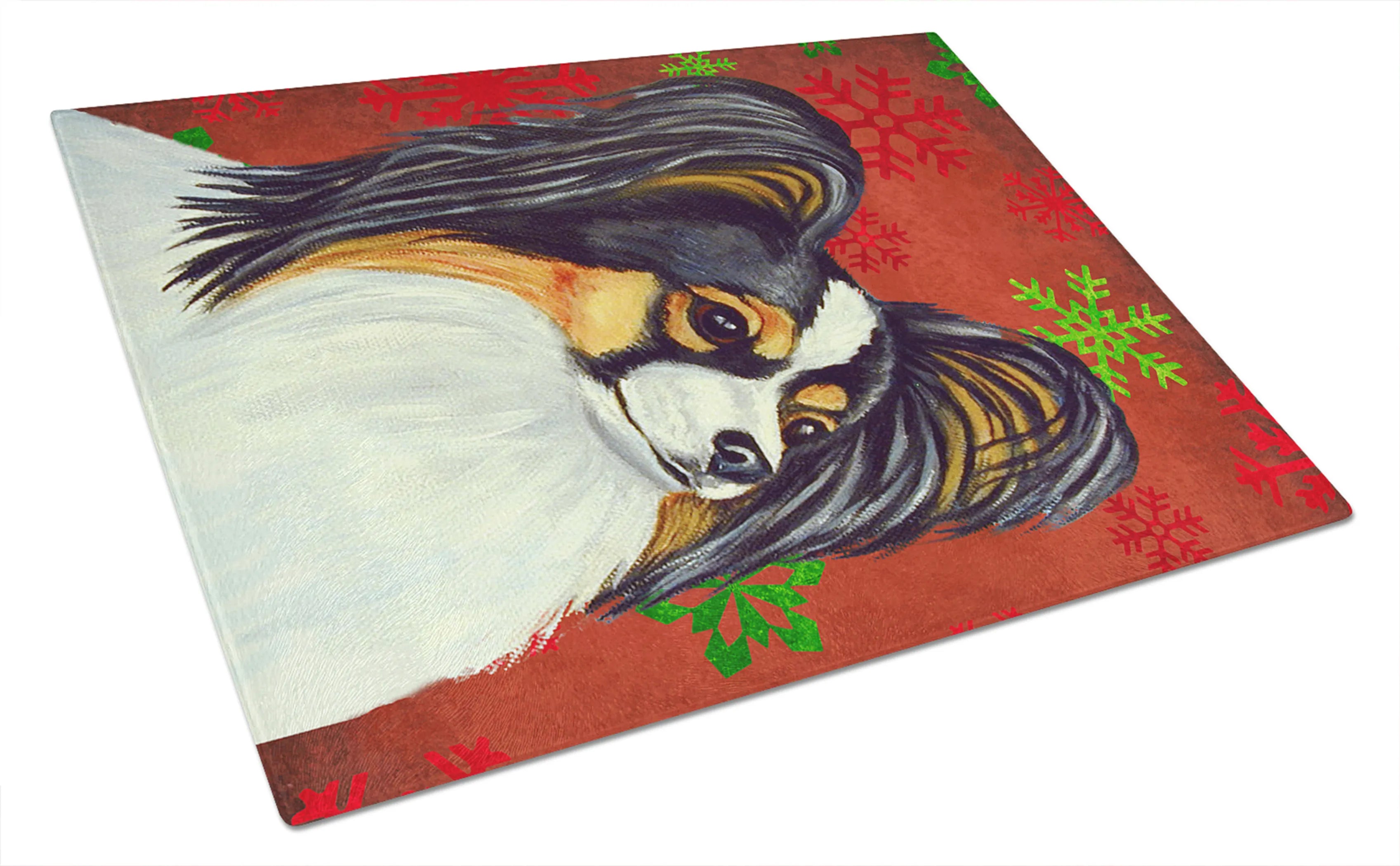 Christmas Design Dog Print Glass Cutting Board Large - Size: 12 X 15 | Pack Of: 1