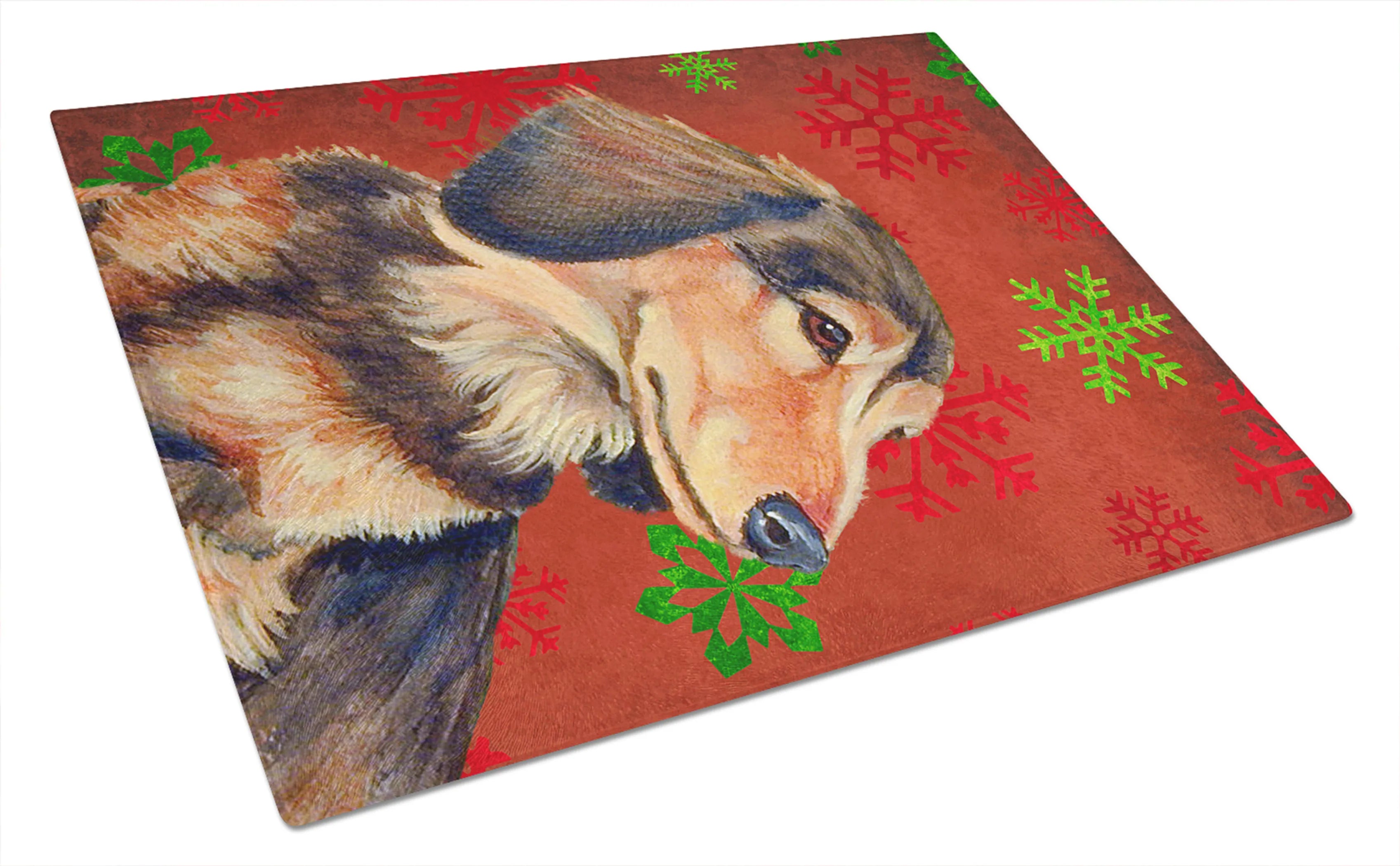 Christmas Design Dog Print Glass Cutting Board Large - Size: 12 X 15 | Pack Of: 1