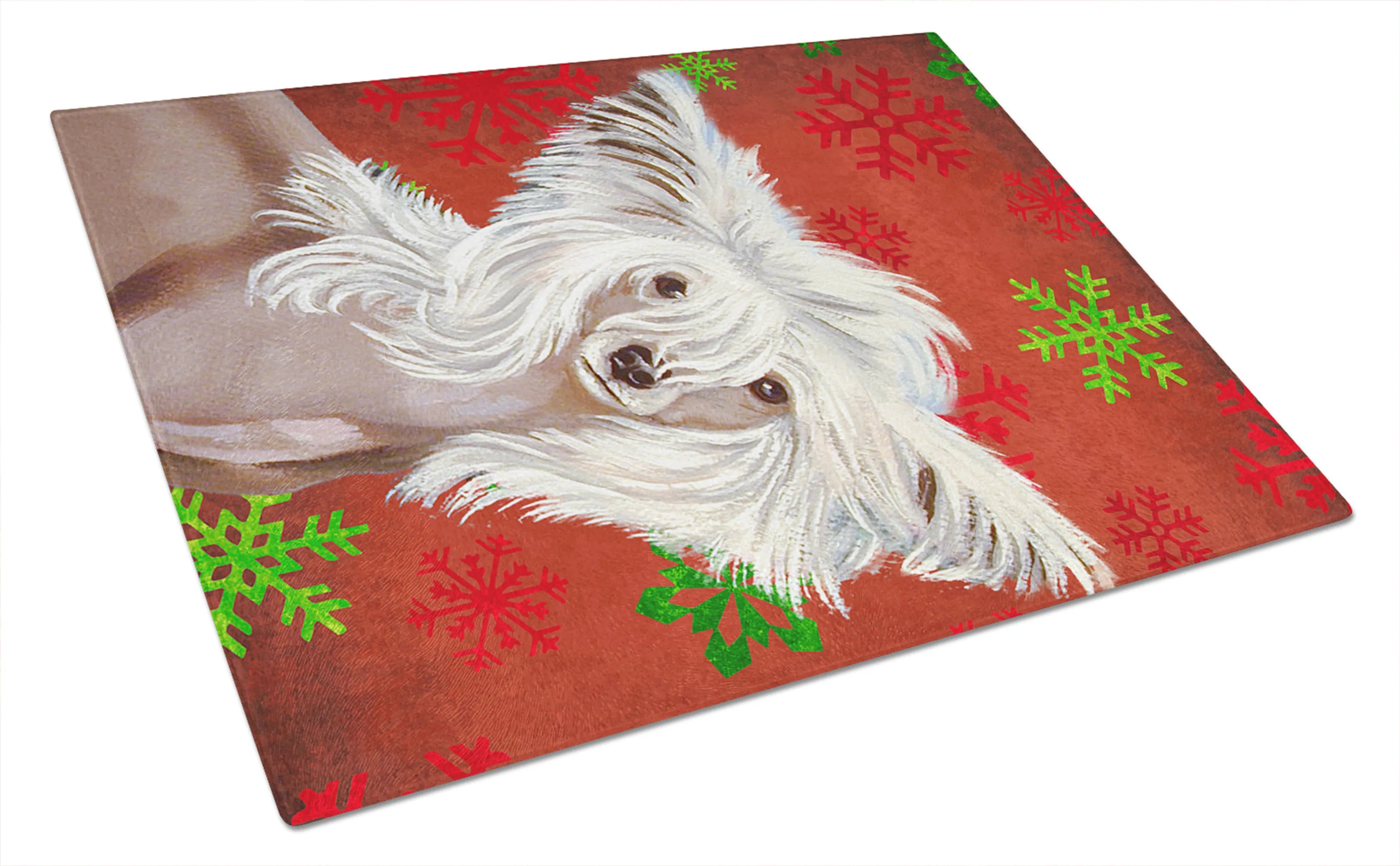 Christmas Design Dog Print Glass Cutting Board Large - Size: 12 X 15 | Pack Of: 1