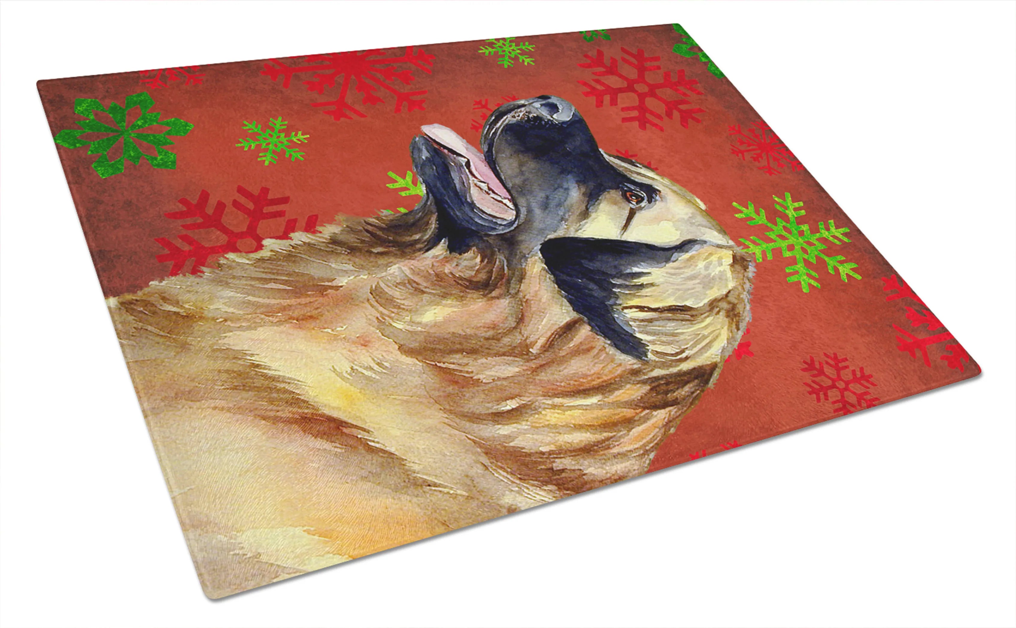 Christmas Design Dog Print Glass Cutting Board Large - Size: 12 X 15 | Pack Of: 1