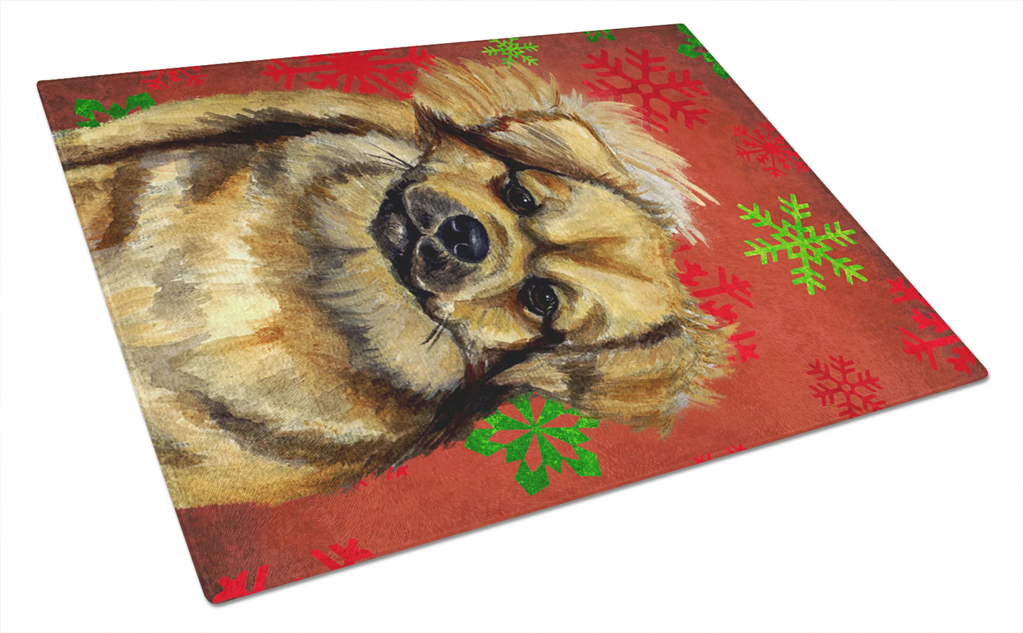 Christmas Design Dog Print Glass Cutting Board Large - Size: 12 X 15 | Pack Of: 1