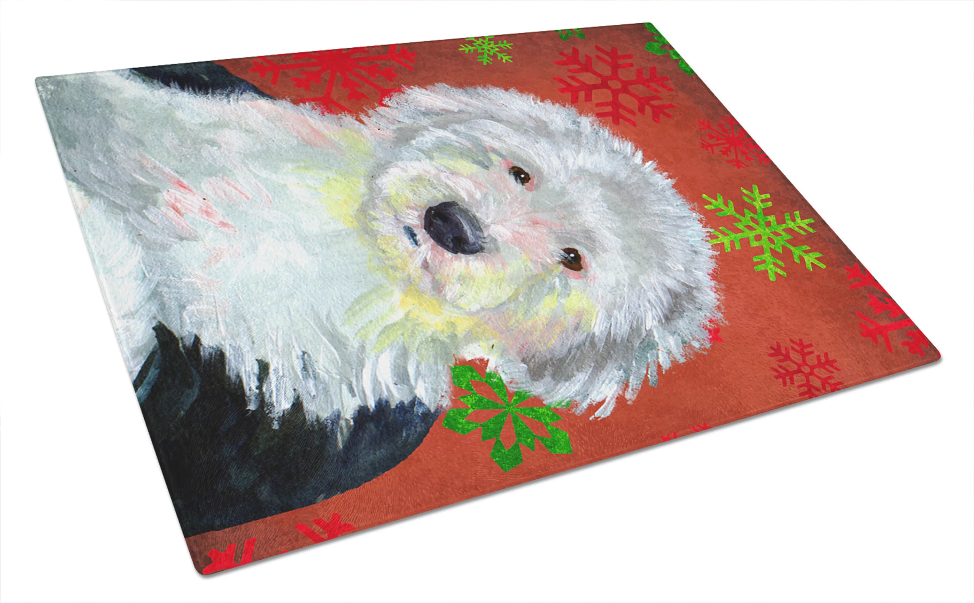 Christmas Design Dog Print Glass Cutting Board Large - Size: 12 X 15 | Pack Of: 1