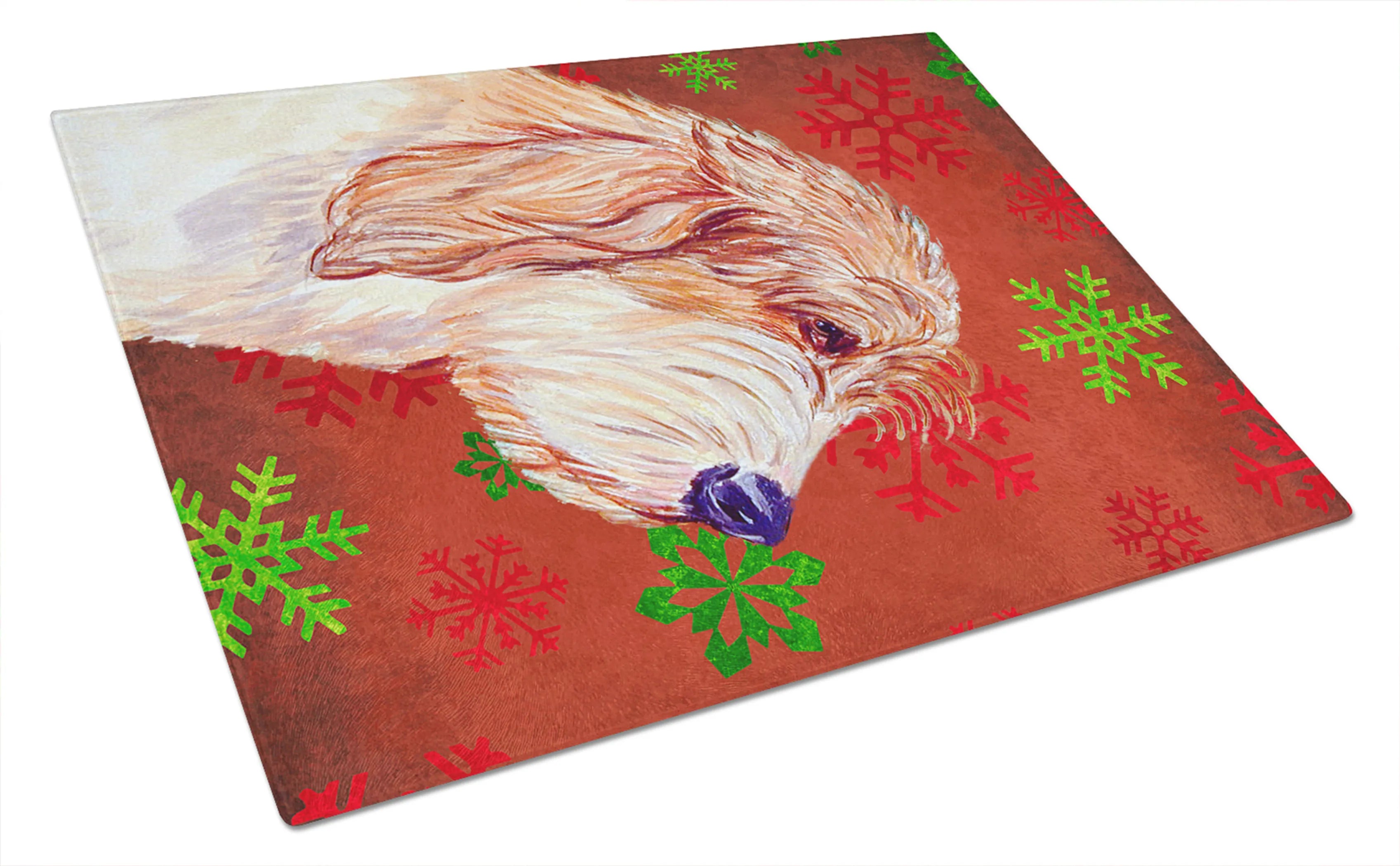 Christmas Design Dog Print Glass Cutting Board Large - Size: 12 X 15 | Pack Of: 1