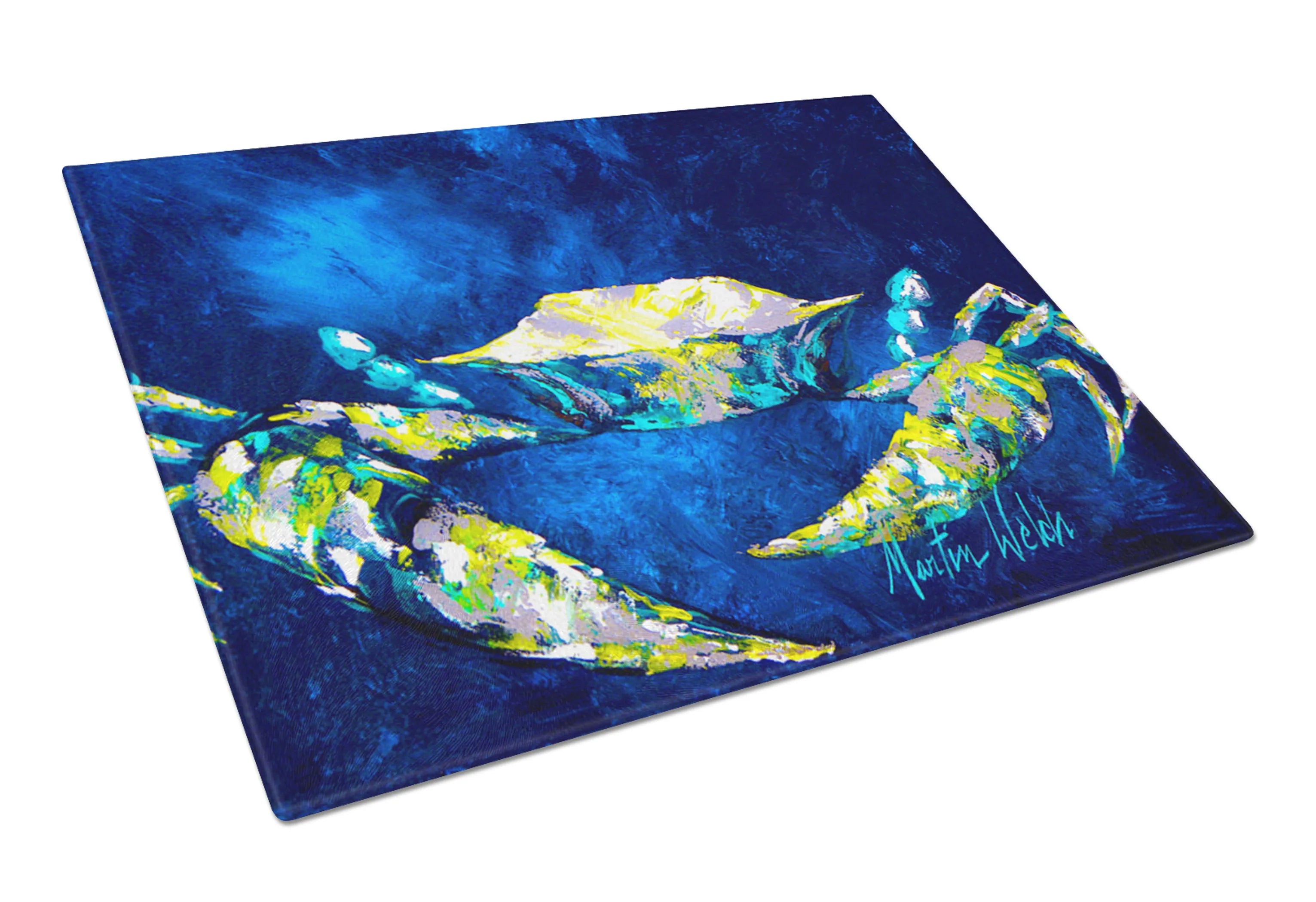 Shellfish Glass Cutting Board Large