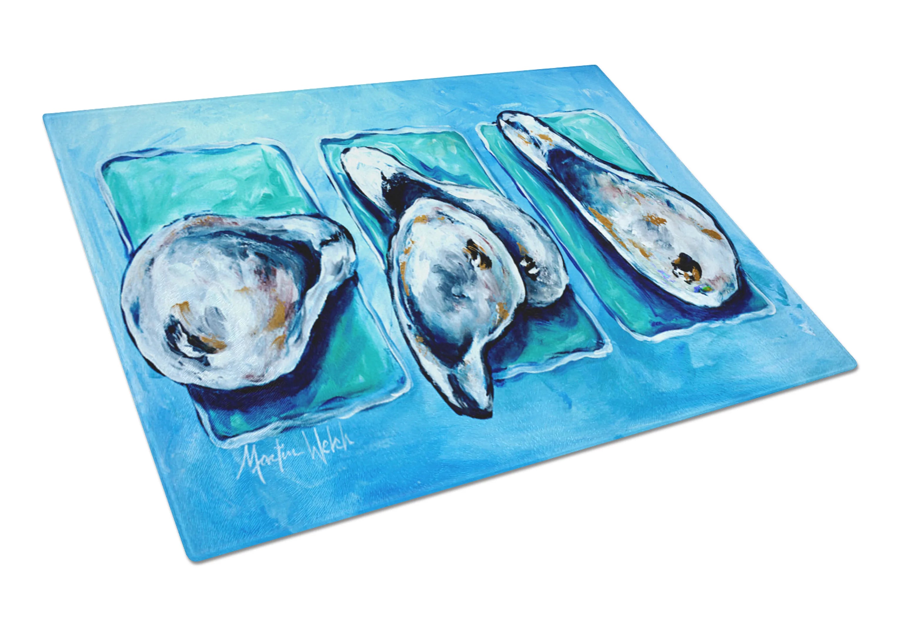 Shellfish Glass Cutting Board Large