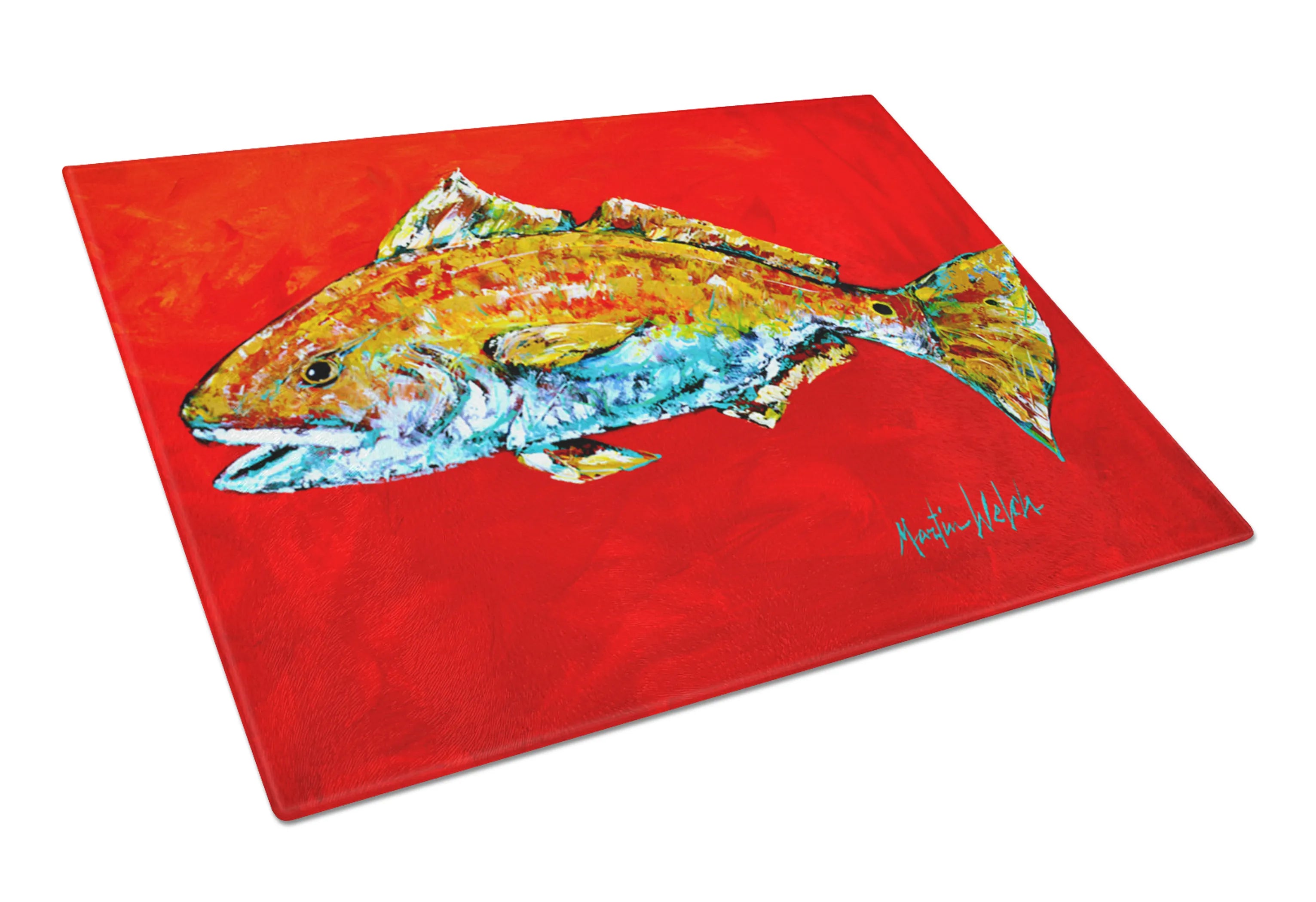Fish Art Glass Cutting Board Large