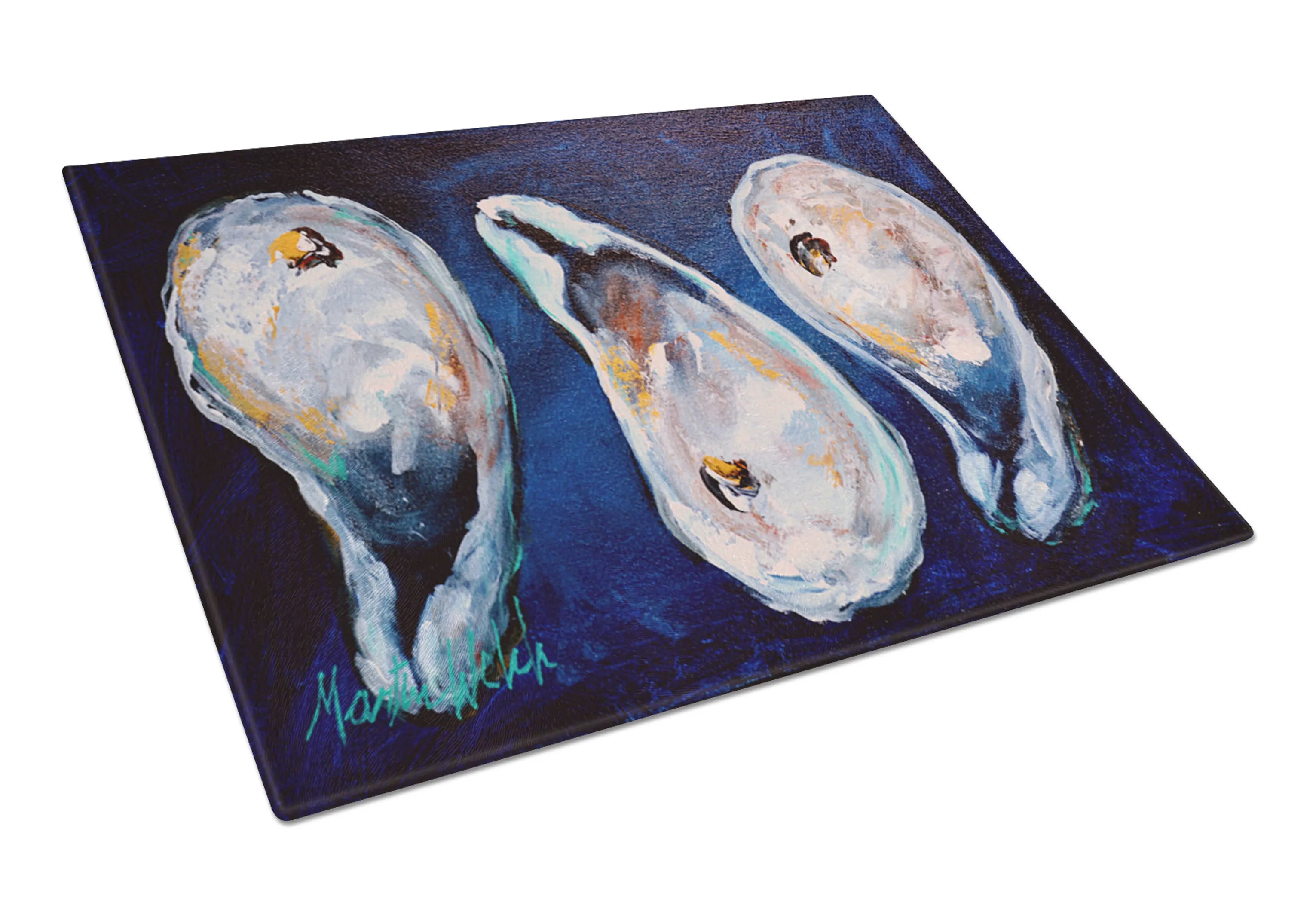 Shellfish Glass Cutting Board Large