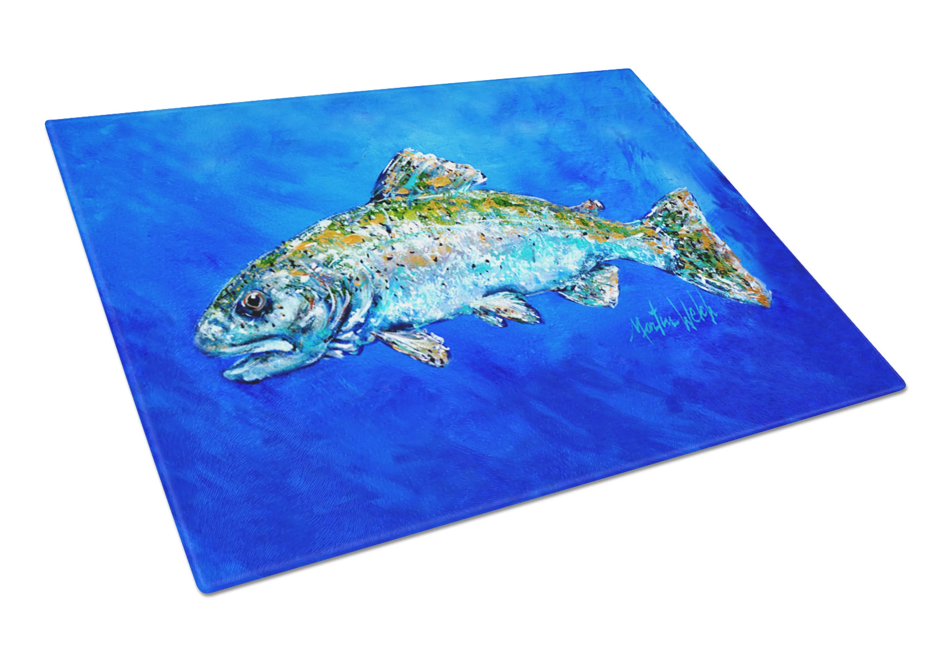 Fish Art Glass Cutting Board Large